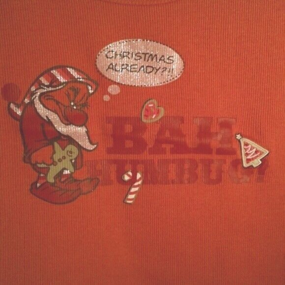 Disney Size L Tank Top Girls Bah Humbug Graphic Grumpy Christmas Design NEW - Picture 2 of 5
